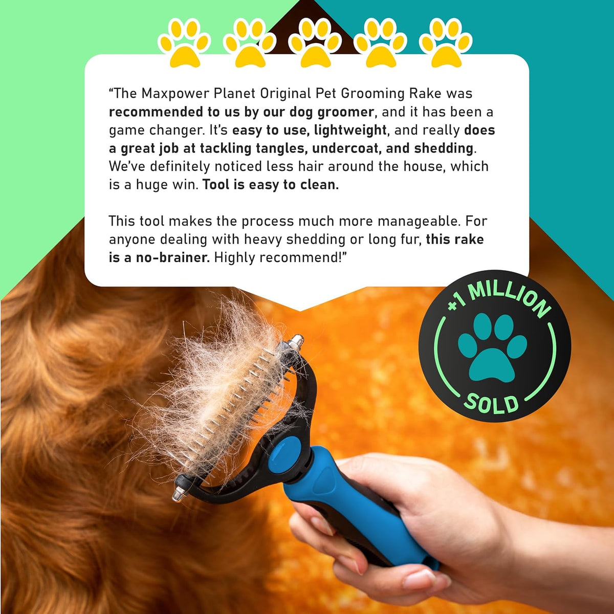 Undercoat Grooming Rake for Dogs & Cats | Helps Lift Loose Fur