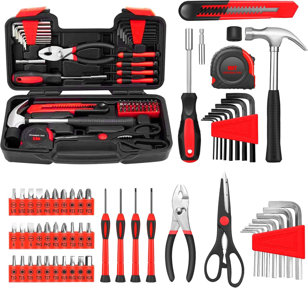 144-Piece Pink Household Tool Set | Everyday Fixes in One Case