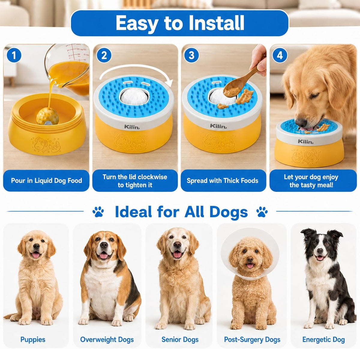 Slow Feeder Lick Bowl for Dogs | Make Treat Time Last Longer