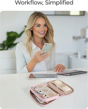 Electronics Organizer Travel Case for Cords Chargers Phones, Pink