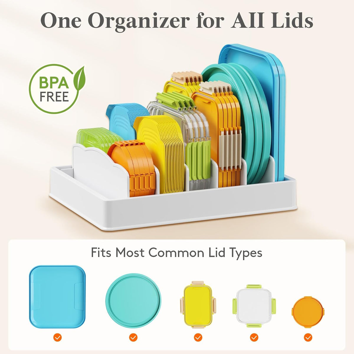 Kitchen Lid Organizer | Keep Food Container Lids Easy to Find