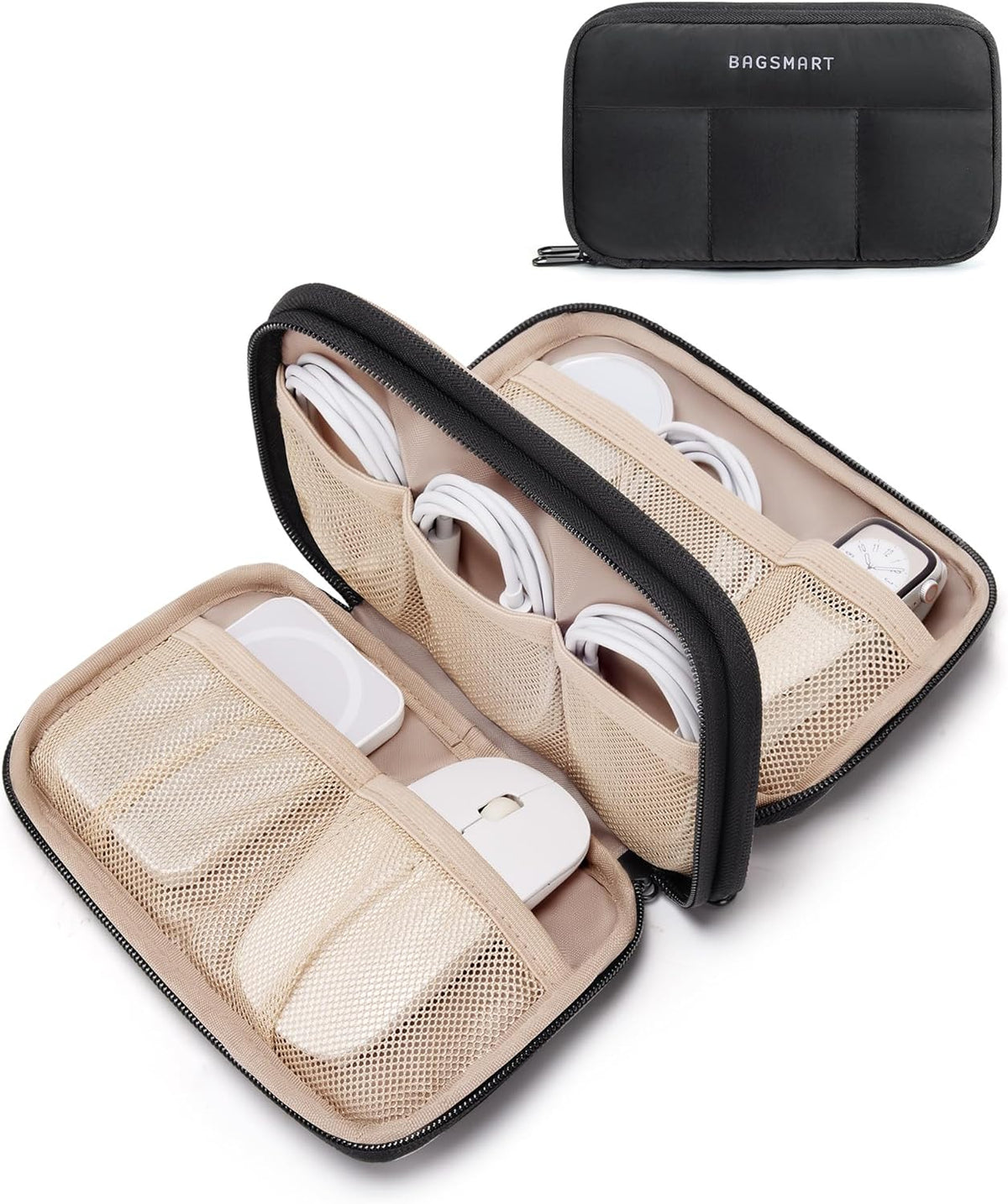 Electronics Organizer Travel Case for Cords Chargers Phones, Pink