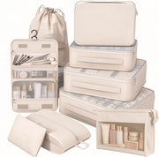 8 Set Packing Cubes for Travel, Suitcase Organizer Bags for Luggage (Cream)