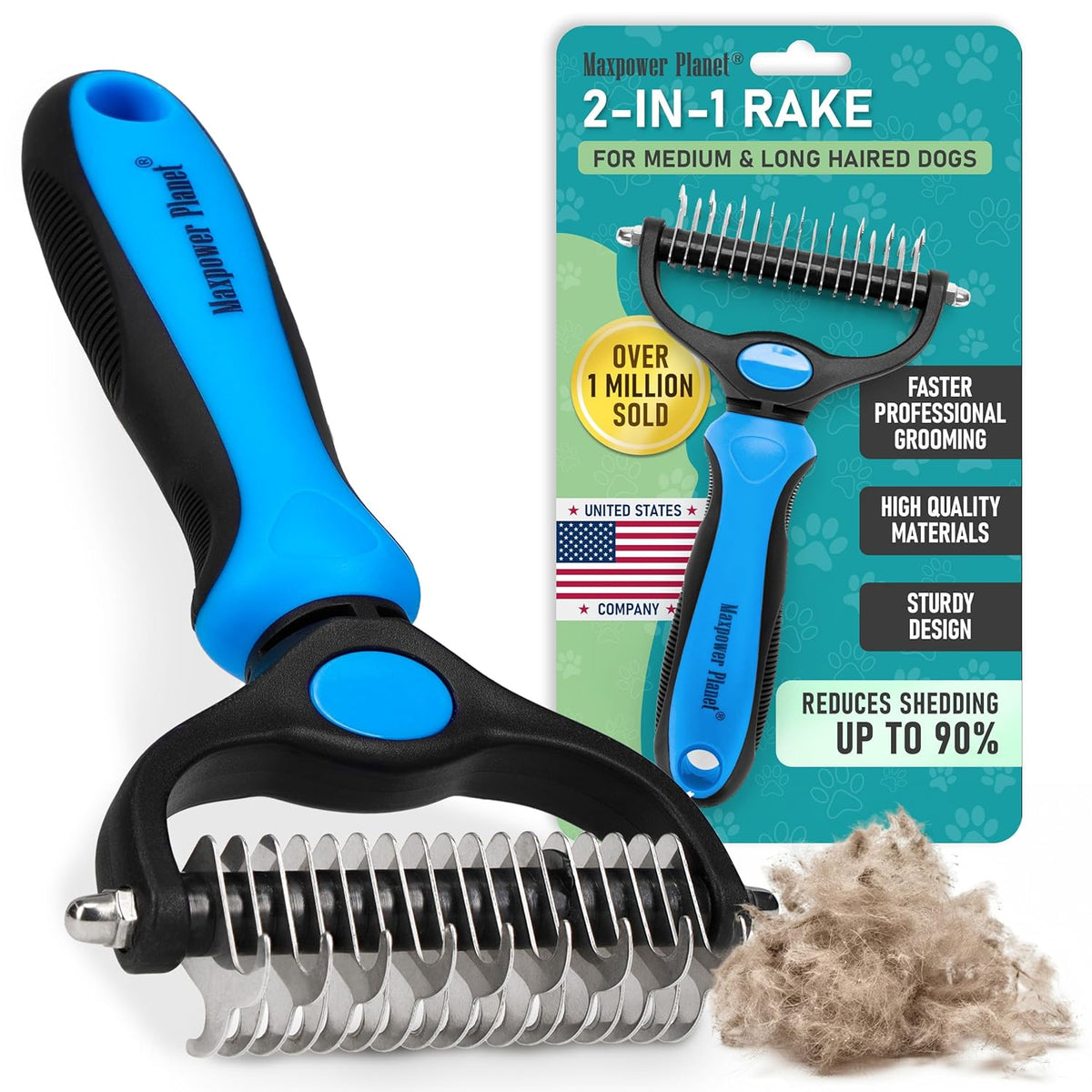 Undercoat Grooming Rake for Dogs & Cats | Helps Lift Loose Fur