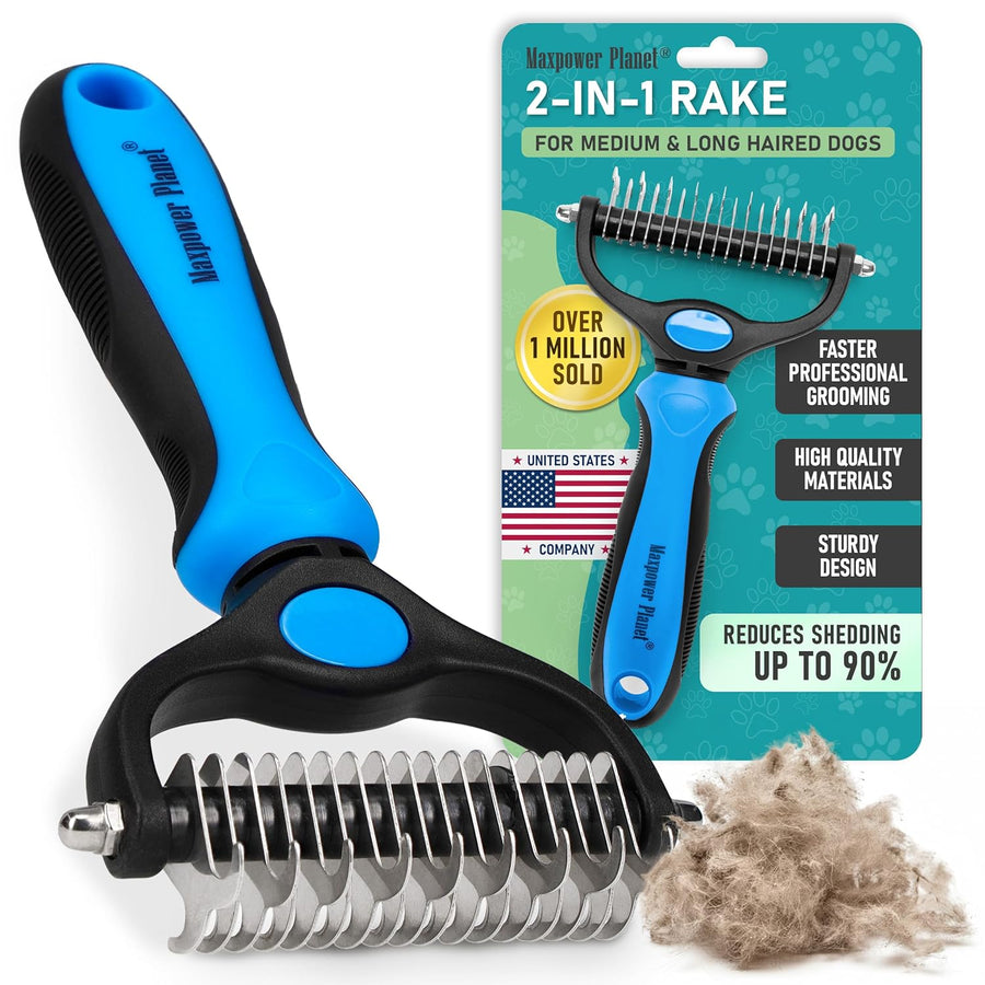 Undercoat Grooming Rake for Dogs & Cats | Helps Lift Loose Fur