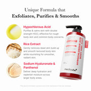 [Medicube] Smooth & Clear Body Care Set | Hypochlorous Acid Body Peel Shot, Kojic Acid Turmeric Body Wash, Toner Pad, Toner, Mist | Exfoliating for Dead Skin Cells & Excess Sebum & Clearing for after Spots, Texture & Uneven Skin Tone | K-Beauty