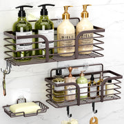 Shower Organizer with Soap Holder and Hooks for Bathroom (Black)