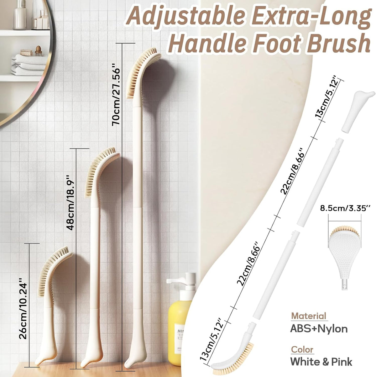 Long-Handle Foot Brush | Easier Reach for Everyday Shower Care