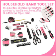 144-Piece Pink Household Tool Set | Everyday Fixes in One Case