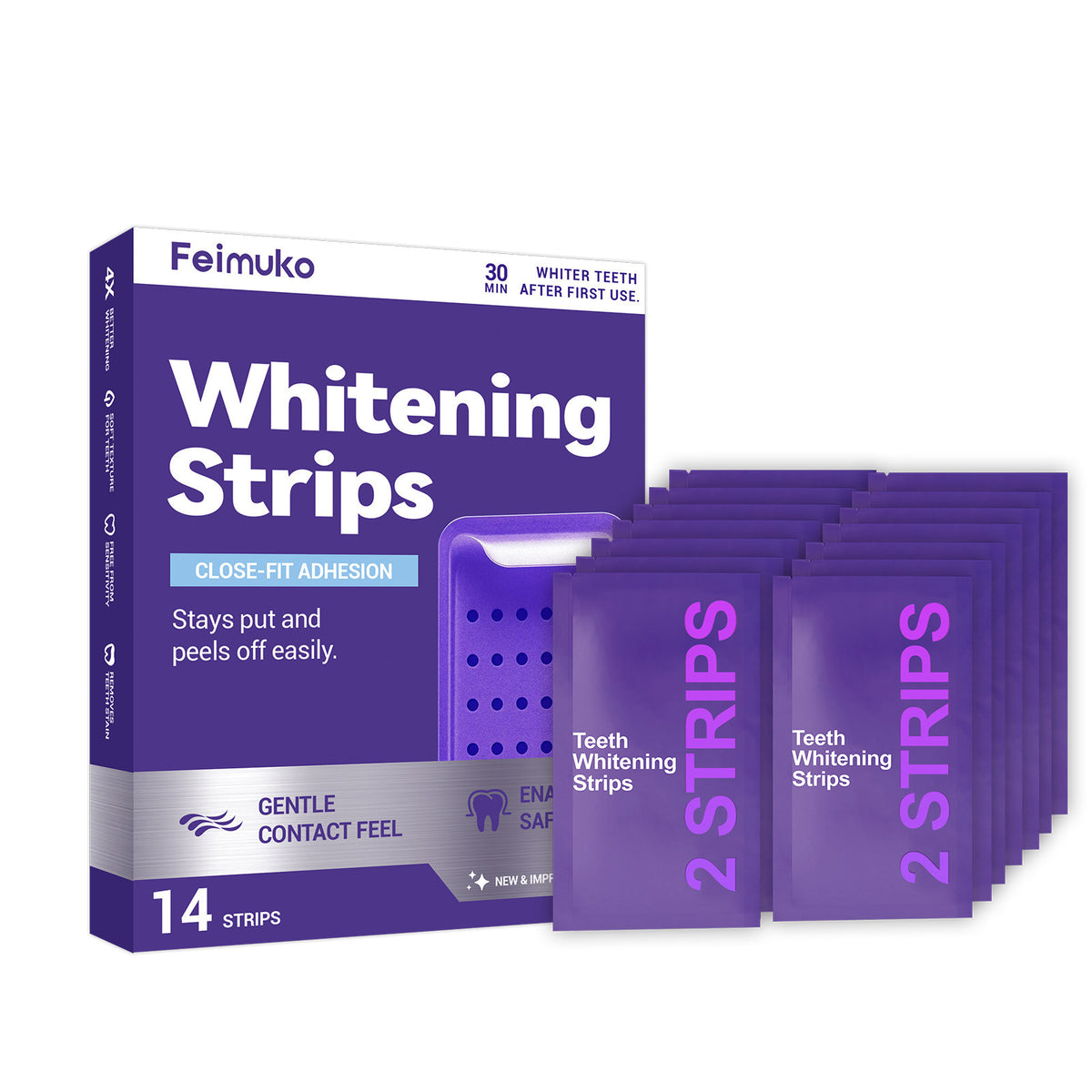 Aurasunny Purple Teeth Whitening Strips | Teeth Cleaning and Body Care Set