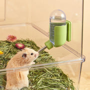 Hamster Water Bottle with Magnetic Holder, Freestanding Water Bottle for Glass Tanks, Suitable for Syrian Dwarf Hamsters Gerbils Mice Rats Degus (Grey, 4 Oz (Magnetic-Mounted))