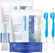 5 in 1 Mini Brushes-Disposable Toothbrushes with Toothpaste + Floss + Pick + Tongue Scraper | Travel Size | Individually Wrapped | Soft | Mint | Travel Set (Mint, 26 Pcs)