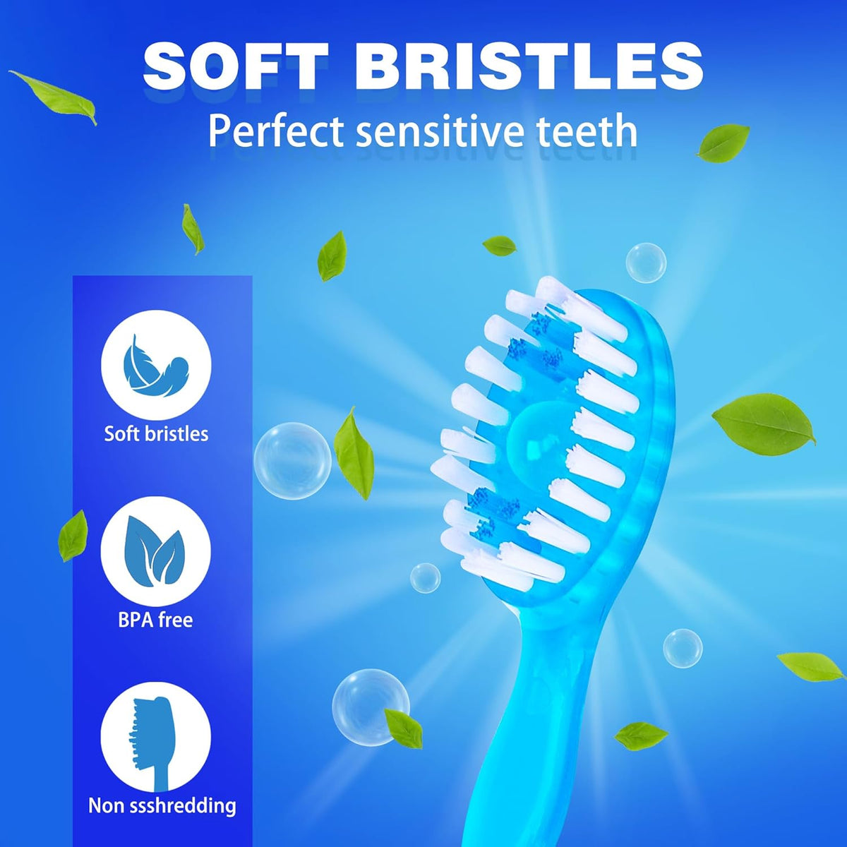 5 in 1 Mini Brushes-Disposable Toothbrushes with Toothpaste + Floss + Pick + Tongue Scraper | Travel Size | Individually Wrapped | Soft | Mint | Travel Set (Mint, 26 Pcs)