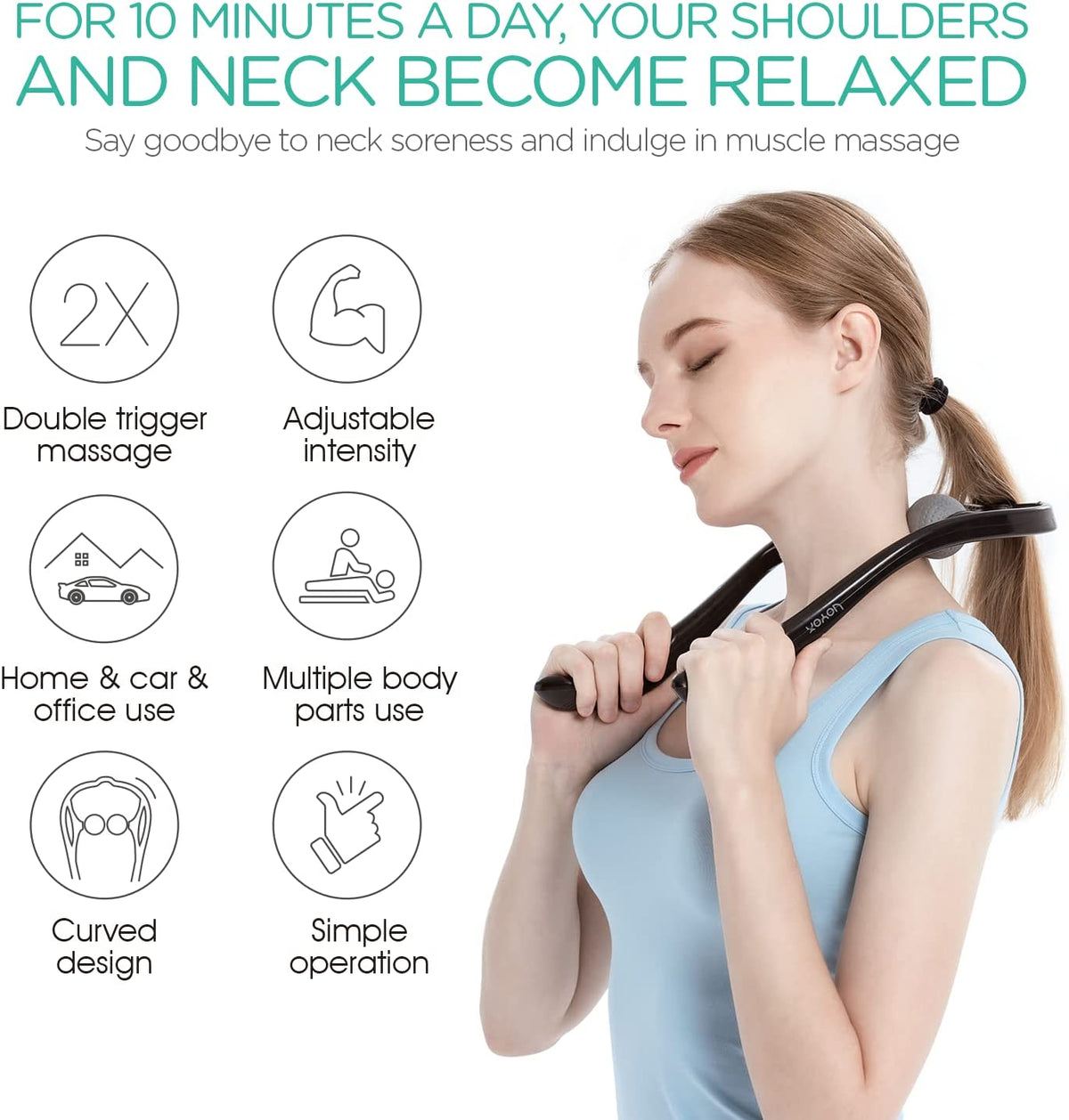 Neck Massager Shiatsu Deep Tissue Dual Trigger Point for Pain Relief