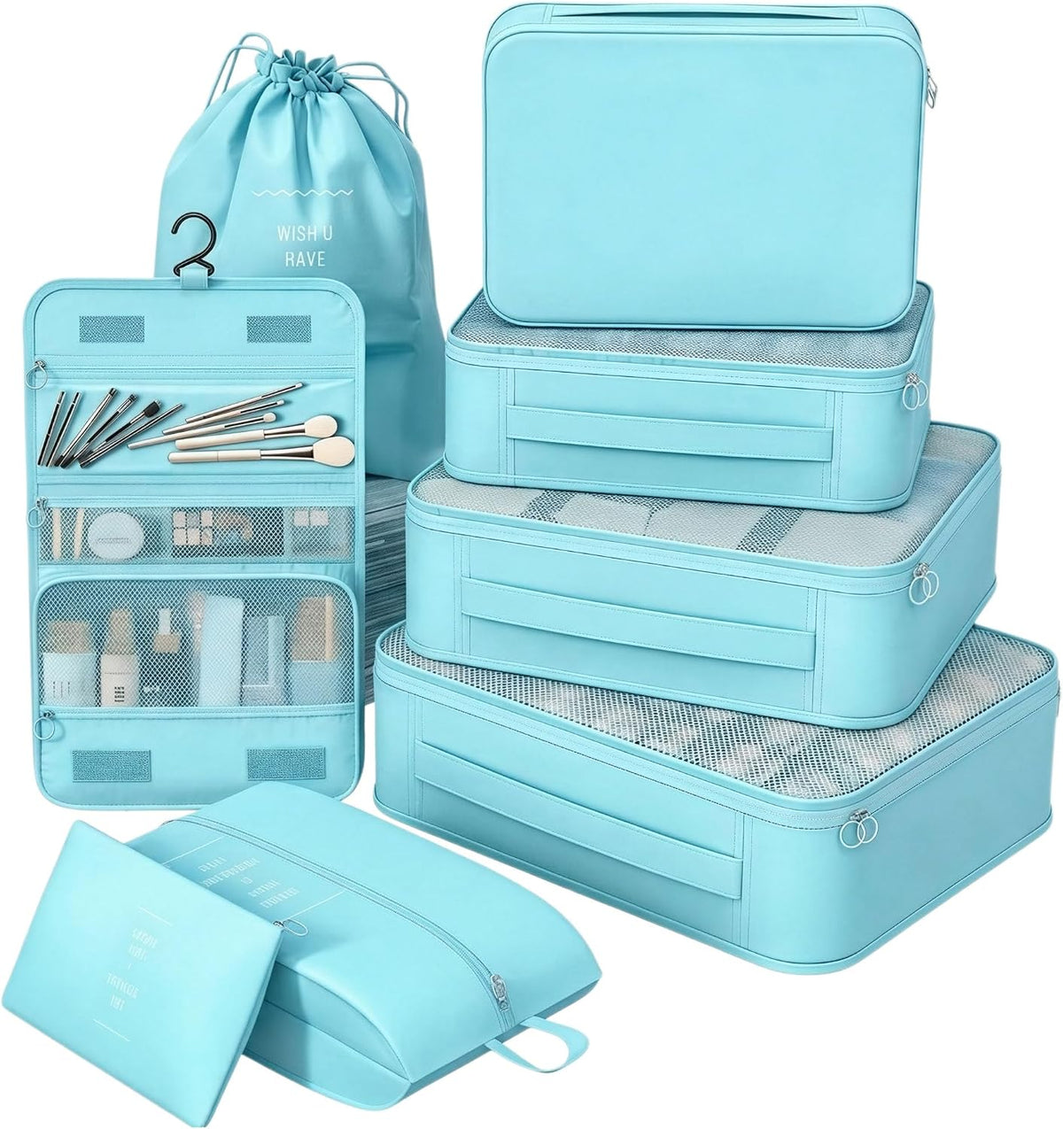 8 Set Packing Cubes for Travel, Suitcase Organizer Bags for Luggage (Cream)