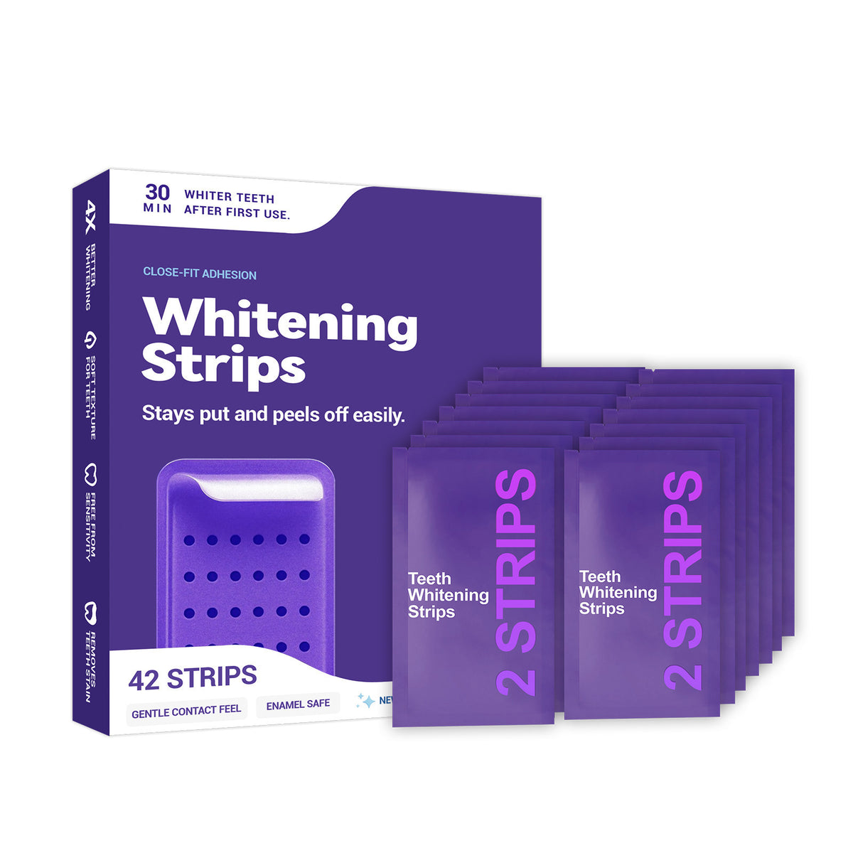 Aurasunny Purple Teeth Whitening Strips | Teeth Cleaning and Body Care Set