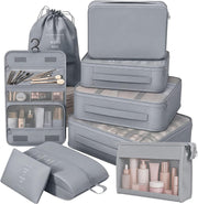 8 Set Packing Cubes for Travel, Suitcase Organizer Bags for Luggage (Cream)