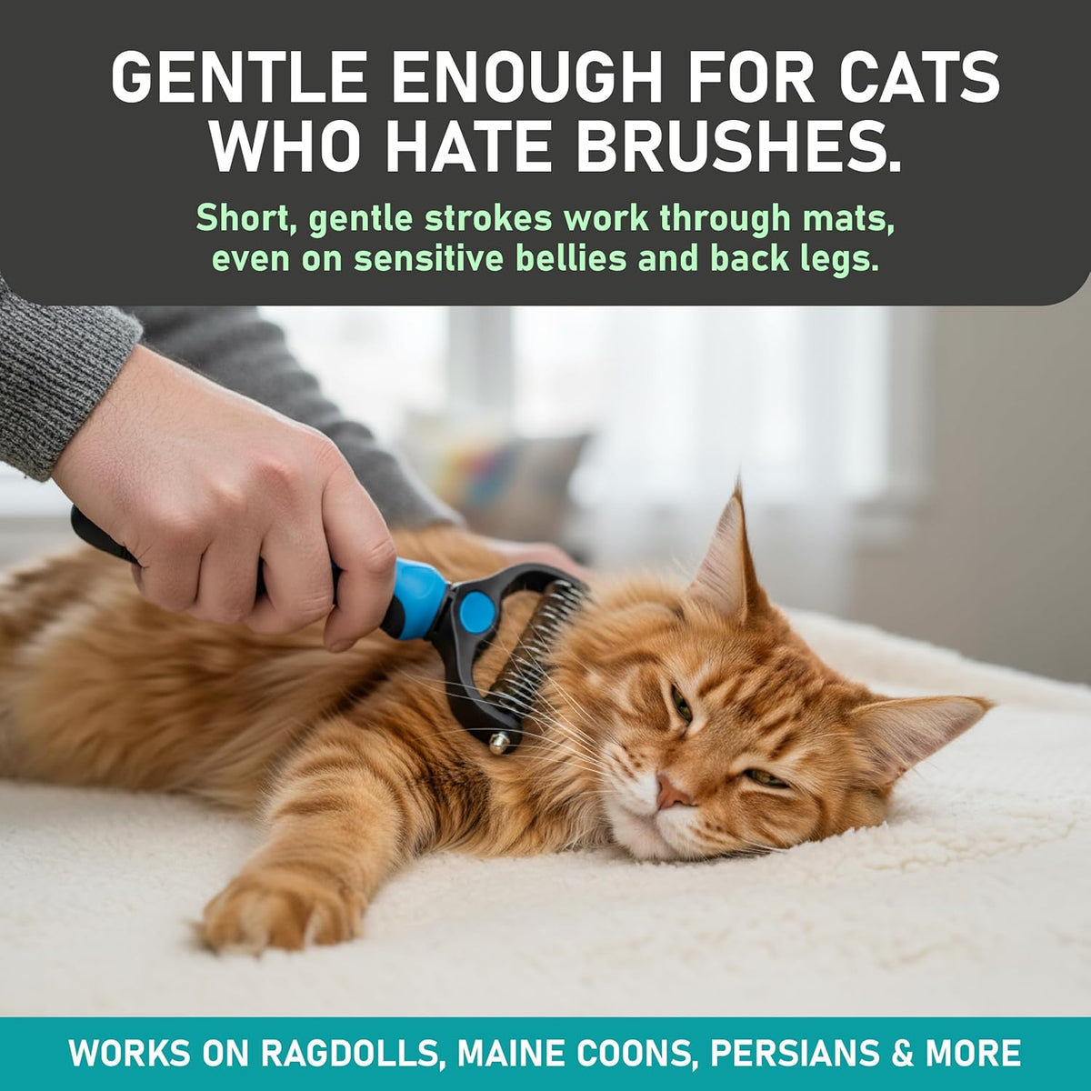 Undercoat Grooming Rake for Dogs & Cats | Helps Lift Loose Fur