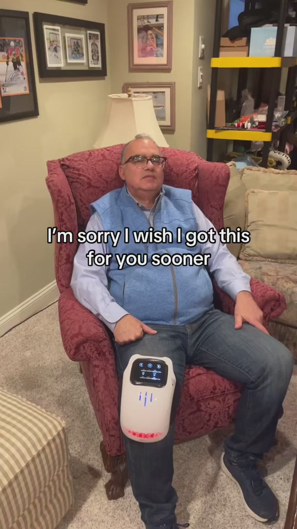Knee Companion Pro demonstration — relaxing with a cordless knee wrap